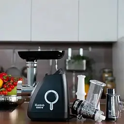 Електрична м'ясорубка Magio MG-270 2 решітки 2200 Вт Чорна - мініатюра 4