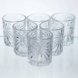 Набір чарок для настоянок Yiwu Rocks Glass 6 штук по 75 мл з рельєфним візерунком склянки для міцних напоїв з товстими стінками HP-17-8
