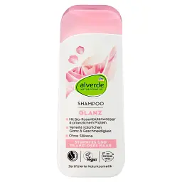 Шампунь Alverde Naturkosmetik Glanz для блиску з органічною рожевою водою 200 мл