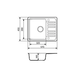 Кухонна мийка Adamant SMALL чорна 570x455x180 мм, з крилом 57 см - мініатюра 2