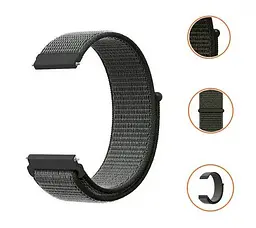Ремінець нейлоновий на липучці BeWatch Xiaomi Amazfit BIP/GTS/GTR 20 мм Темно-зелений (101138.3UW) - мініатюра 5