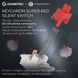 Клавіатура бездротова GamePro Asgard Drakkar Keychron Super Red Switch Black (MK305BK) - мініатюра 9