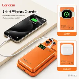 Power Bank 10000 mAh Earldom ET-PD62 MagSafe 20W PD Cosmic Orange - мініатюра 4