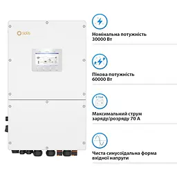 Гібридний трифазний інвертор 30kW Solis S6-EH3P30K-H 150-800V WiFi HV-battery 3 MPPT (42-00194) - мініатюра 2