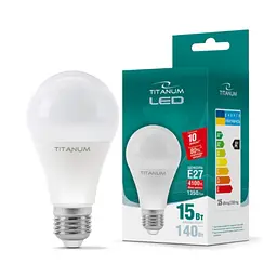Лампочка TITANUM A65 15W E27 4100K 220V (TLA6515274) - мініатюра 2