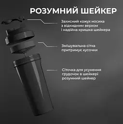 Шейкер спортивний SmartShake Lite 1000 мл Glossy-Black (10611202) - мініатюра 5