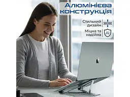 Подставка для ноутбука Promate PocketMount Grey (pocketmount.grey) - миниатюра 3