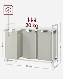Кошик для білизни Leobert Chariot з трьома відділеннями 3 x 38л білий - мініатюра 6