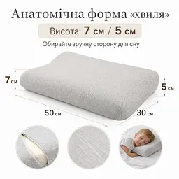Подушка ортопедична дитяча Papaella Baby Хвиля ефектом пам'яті 50х30х7/5 см (8-36373) - мініатюра 4