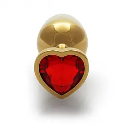 Металева анальна пробка Heart Gem, розмір M колір: золотистий/червоний Ouch! (Нідерланди) Ouch! OU492999 103127 - мініатюра 7