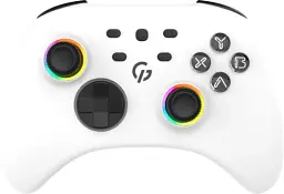 Геймпад GamePro GPX13W, White, бездротовий (Bluetooth / USB 2.4GHz / Type-C), для ПК / Switch / Android / iOS, 14 кнопок / 2 аналогові стіки / D-Pad, вібрація, RGB підсвічування, акумулятор 1000 mAh