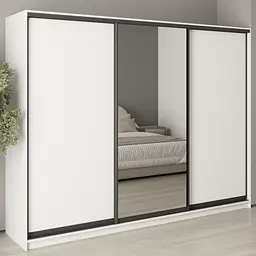 Шафа-купе тридверна MebelStar Уні BG 2ДСП/Дзеркало 270x60x210 см Аляска білий (MBS-7975)