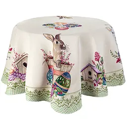 Скатертина Lefard Home Textile Peeps гобеленова кругла 140 см бежево-зелена (732-282)