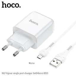 Адаптер мережевий HOCO Micro USB cable Vigour N2 білий - мініатюра 4
