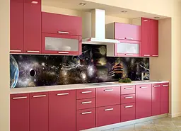 Кухонний фартух Космічні Кораблі вінілова наклейка космос планети Чорний 60х200 см Happy Pocket Z180895 - мініатюра 3