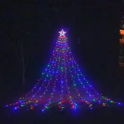 Гірлянда завіса вогнів із зіркою різдвяна ялинка Топер 350 Leds Водоспад Світло-гартова фея вогні Xmas - мініатюра 4