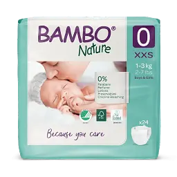 ЕКО Підгузки Bambo Nature. Розмір 0 XXS (1-3 кг) 24 шт. - мініатюра 2