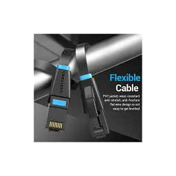 Патч-корд 10м, UTP cat 6 RJ-45 flat black Vention (IBJBL) - мініатюра 4