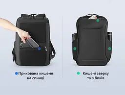 Рюкзак міський Mark Ryden 9111X 16л з відсіком для ноутбука до 15.6" та USB Black (17599) - мініатюра 6
