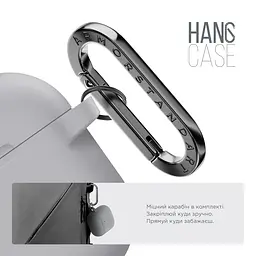 Силіконовий чохол для навушників Apple AirPods 4, Hang Case, сірий, ультратонкий захисний кейс товщиною 2 мм, захист від подряпин, пилу та ударів, компактний, з карабіном для кріплення, ArmorStandart (ARM81284) - мініатюра 4
