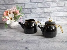 Двоярусний емальований чайник O.M.S. Collection 10800-Black (1/2 л) - мініатюра 3