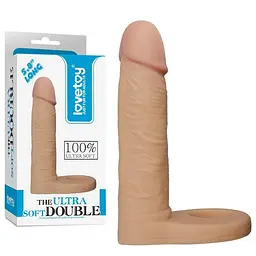 Насадка на пеніс The Ultra Soft Double, 14,7 см (тілесний)