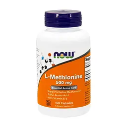 Амінокислота Now Foods L-Метіонін, L-Methionine, 500 мг, 100 капсул (NF0117)