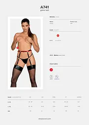 Гартери Obsessive A741 garter belt black, штучна шкіра - мініатюра 5