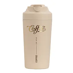 Термочашка Coffee 480 мл з керамічною колбою, бежевий Yiwu HP-14-14BE - мініатюра 7