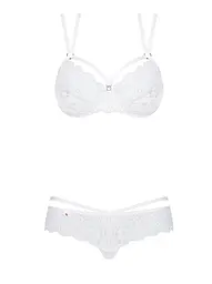 Мереживний комплект еротичної білизни Obsessive 860-SET-2 set S/M білий - мініатюра 4