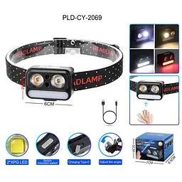 Ліхтар налобний з LED діодами XPG White, XPG Yellow та 5 SMD червоними, сенсорним керуванням, Li-Ion акумулятором, зарядкою через USB Type-C XPRO 2069 (47463-2069_171) - мініатюра 5