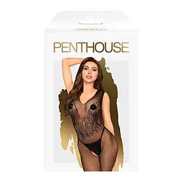 Бодістокінг з візерунком у вигляді крил та метелика Penthouse - Wild catch black S/M/L - мініатюра 3