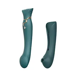 Смартвібратор 3в1 Zalo - Queen Set Jewel Green, пульсівна перлина та вакуум, кристал Swarovski