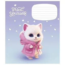 Зошит учнівський "Cute little animals" 012-3333C-2 у косу лінію, 12 аркушів