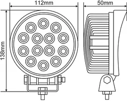 LED фара Brevia Flood Ближнє світло 10-30V 42W (14x3W) 2800Lm Алюмінієвий корпус IP68 (10651RFX1) - мініатюра 2