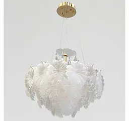 Золота підвісна LED-люстра Artlight 813/500GD з матовим скляним листям, 93 Вт, від 10-18 м² - мініатюра 5