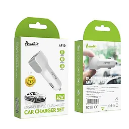 Автомобільний зарядний пристрій Avantis A910 Grand style (2USB/2.4A) + USB кабель Lightning- білий - мініатюра 2