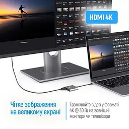 Концентратор ColorWay USB-C 3-in-1 USB 3.0 + HDMI 4K + USB-C PD100W (CW-HUB08) - мініатюра 7