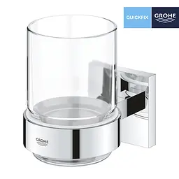 Склянка з тримачем для ванної кімнати Grohe QuickFix Start Cube 41097000 хром - мініатюра 3