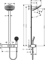 Душова система Hansgrohe Pulsify Showerpipe 260 2jet 400 з термостатом Matt Black 24240670, Чорний матовий - мініатюра 2