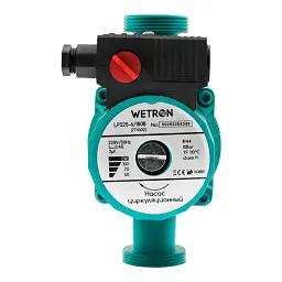 Насос циркуляційний 75Вт Hmax 4м Qmax 40л/хв Ø1 1/2" 180мм зел+гайки Ø1 WETRON LР525–4/180С (774312) - мініатюра 3