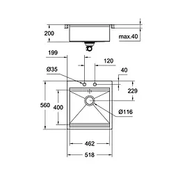 Кухонна мийка Grohe EX-2 Sink K800 50 cm 31583SD0, Нержавіюча сталь - мініатюра 2