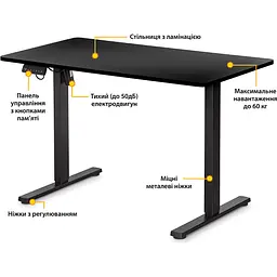 Комп'ютерний ігровий стіл Mealux PowerDesk Lite Black (EVO-201 Lite B/B) [111796] - мініатюра 2