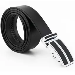 Ремінь чоловічий з автоматичною пряжкою та чорними вставками 20281 Vintage чорний 105-120 см