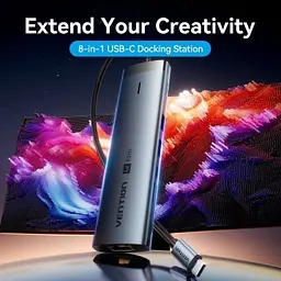 Концентратор Vention USB-C 7-in-1 USB-C PD + USB 3.2 + USB 3.0 + USB 2.0 + RJ45 + SD/TF + HDMI 0.15m (TGUHB) - мініатюра 2