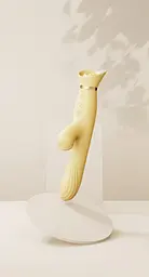 Вібратор-кролик Zalo Rose Rabbit Thruster 25 см (жовтий) - мініатюра 10