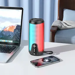Портативна bluetooth колонка Borofone BR33 TWS з LED підсвічуванням чорний - мініатюра 4