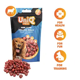 Ласощі для собак UniQ PETS Міні рулети з баранини та тріски 80 г - мініатюра 2