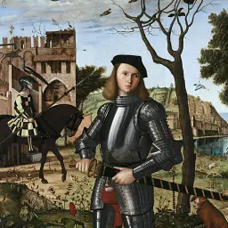Інтер'єрна картина Молодий лицар, Вітторе Карпаччо, Carpaccio Vittore, Young Knight, інтер'єрний декор, 85×60 см (id6650) - мініатюра 3