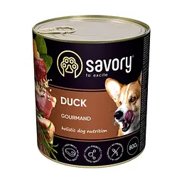 Вологий корм SAVORY повнораціонний для дорослих собак усіх порід з качкою, 800 г (арт.30488)